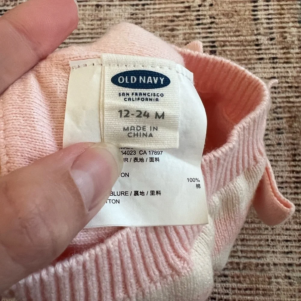Old Navy Baby Hat 12-24 Months Pink Cream Knit
